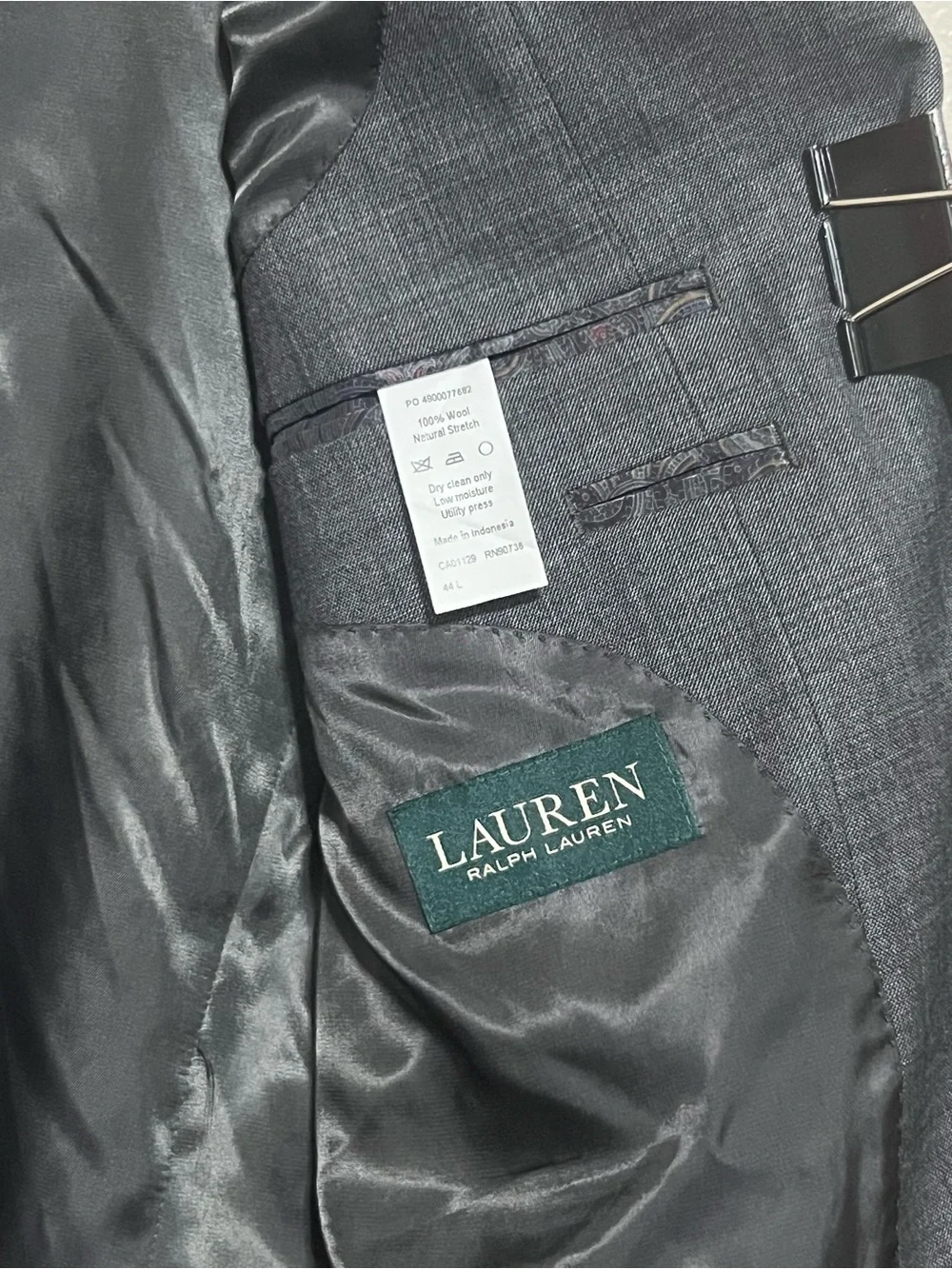 Lauren Ralph Lauren Blazer Mens 44L 100% Wool Gray Sport Coat